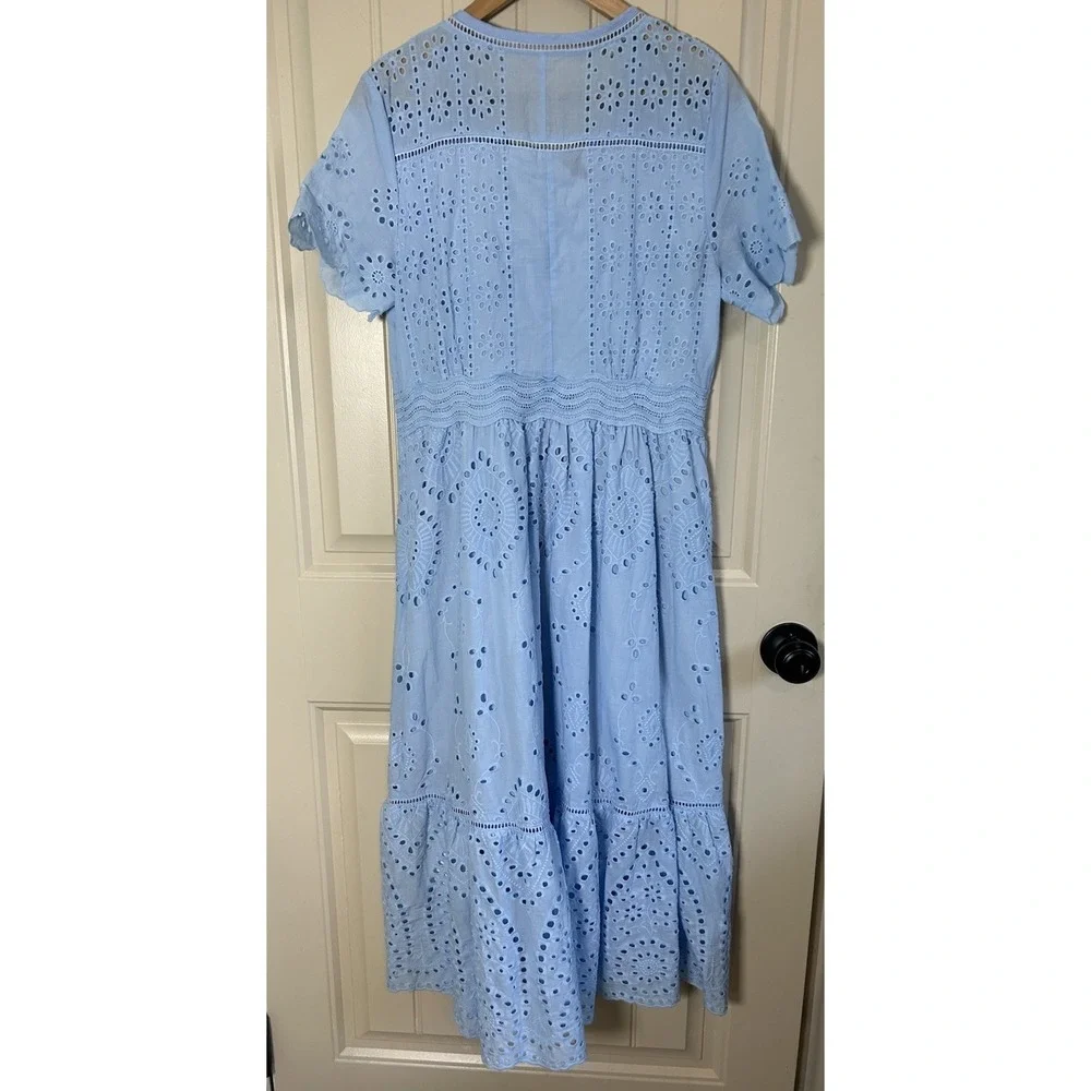 CHICWISH SunnyDay Cutwork EMBROIDERY Dress Sz M Blue Wedding Cocktail Summer NWT - Picture 2 of 11